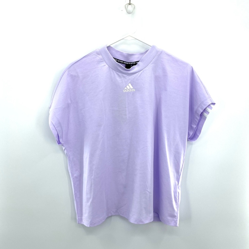 Adidas Must Have 3 Stripe Short Sleeve Tee ‘Orchid Woman’s Size Medium